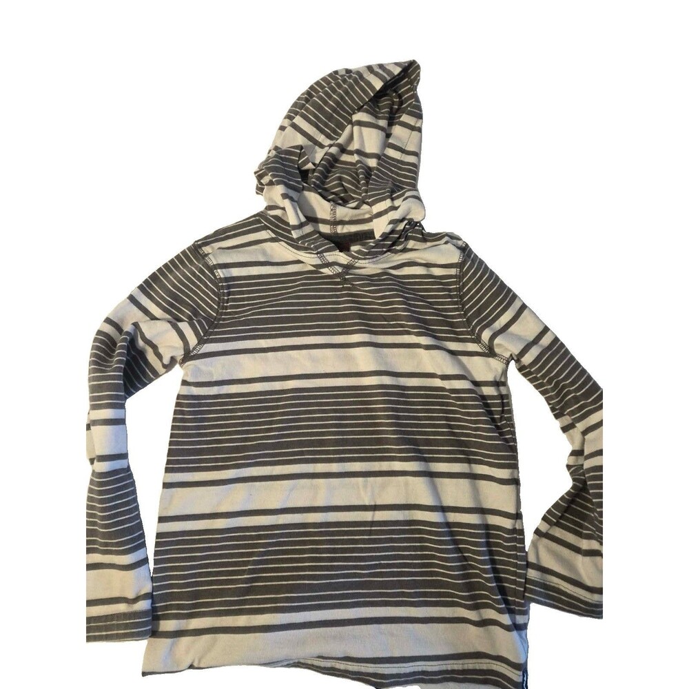 Tony Hawk Boys Stripe Pullover Hoodie Heather Denim White Chest Pocket Size M